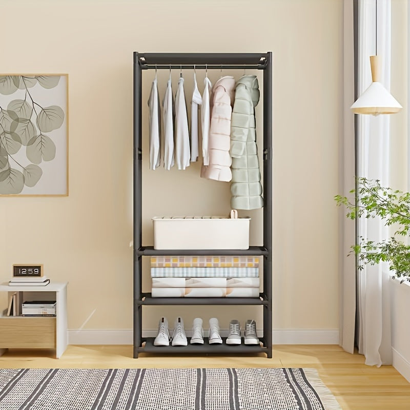 5-Tier Metal Coat Rack with Multiple Uses - Standalone, Resistant to Rust Storage Solution for Clothing, Footwear & Linens - Simple to Assemble, Compact Design for Living Area