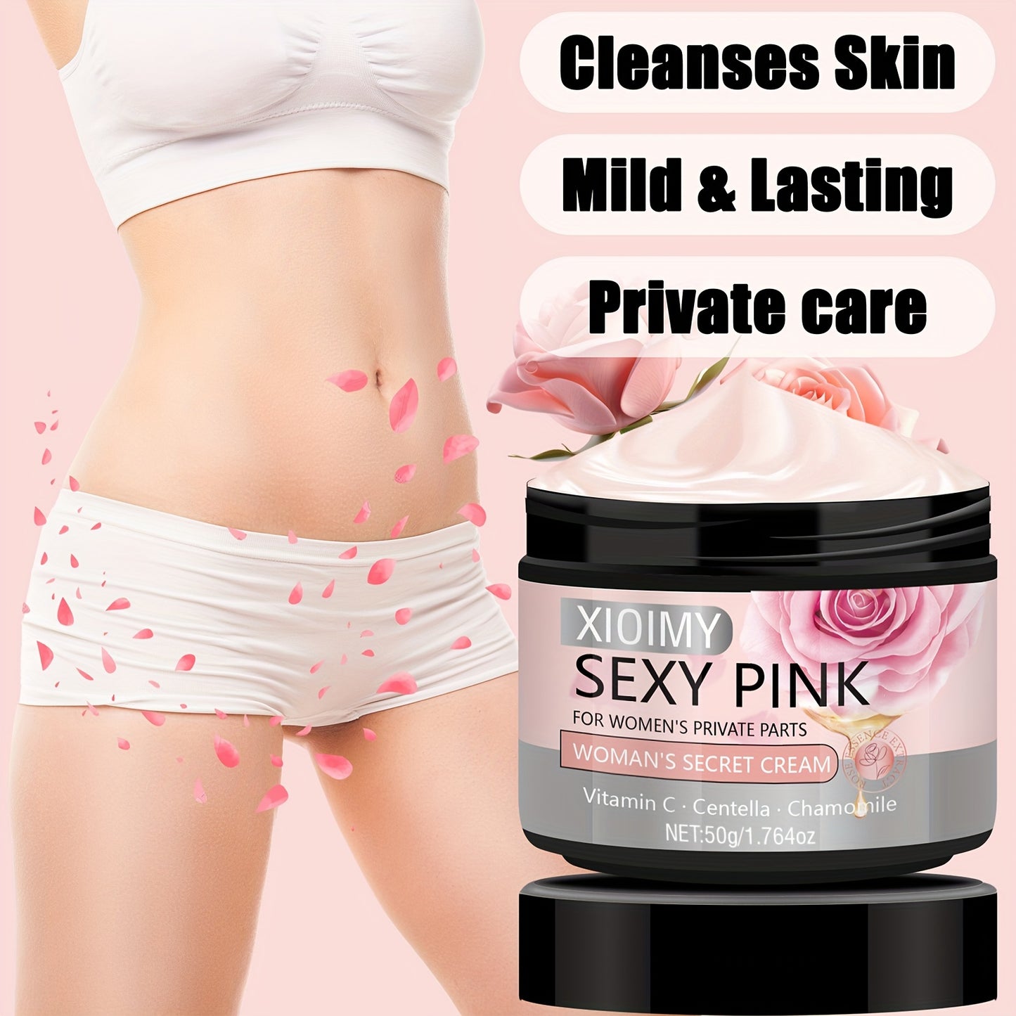 Xioimy 1.764oz Private Part Moisturizing Cream - Hypoallergenic, for All Skin Types, with Rose & Vitamin C, Hydrates & Firms, Gentle on Sensitive Skin, Fresh Scented.