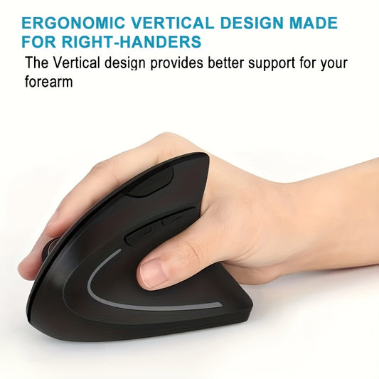 Fifth Gen Vertical Mouse, Wireless with 6 Buttons, for PC.