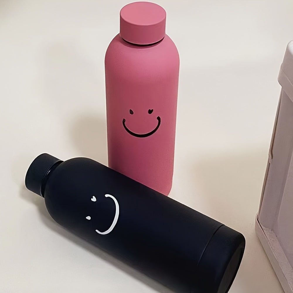 Stay hydrated in style with this sleek stainless steel insulated water bottle featuring a cheerful logo. This double-walled vacuum flask keeps drinks hot or cold, is reusable and break-resistant, and made from BPA-free materials. Ideal for gym, sports