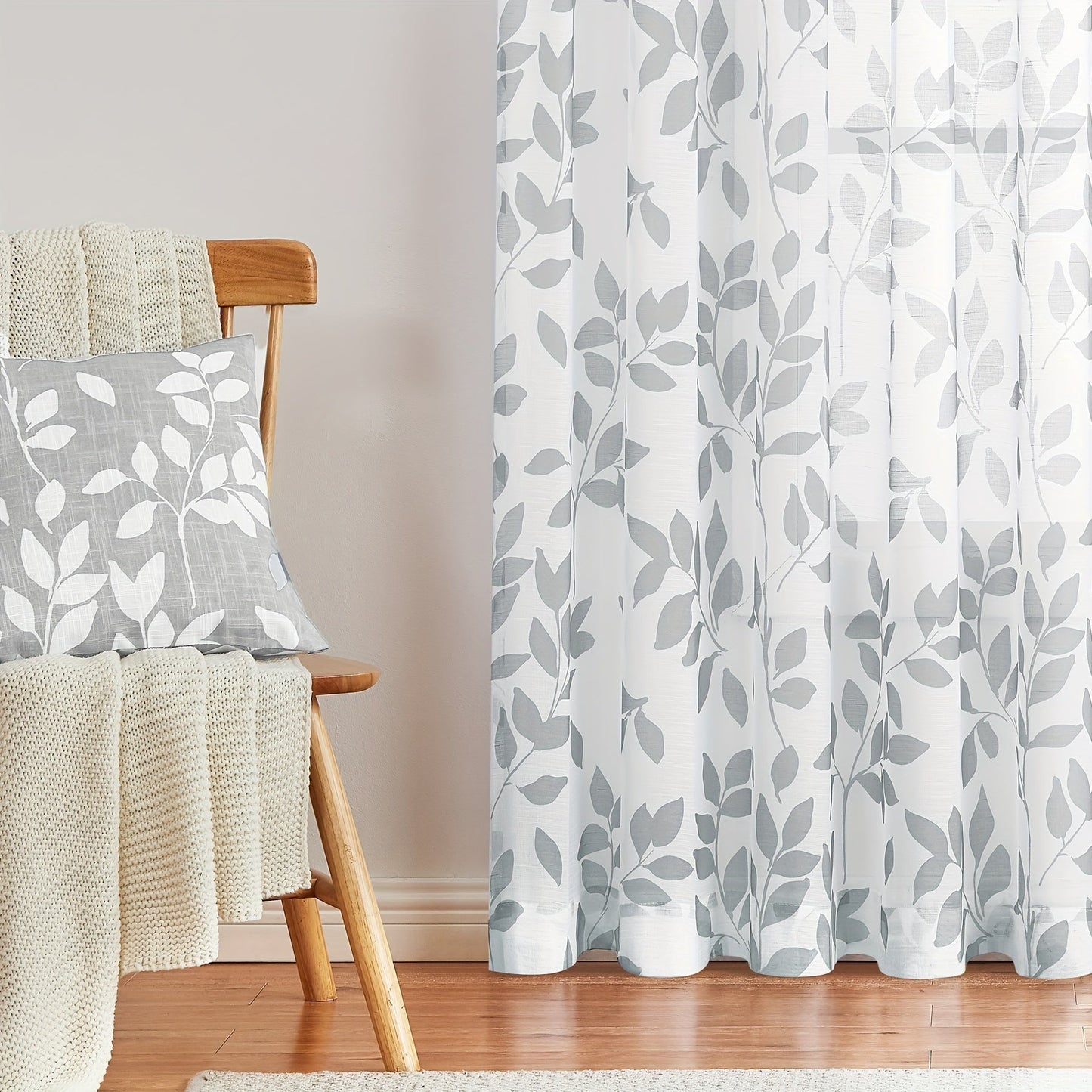 Decorate your bedroom, office, kitchen, living room, or study with these two leaf printed linen white sheer curtains. These rod pocket window treatments are the perfect addition to your home decor.