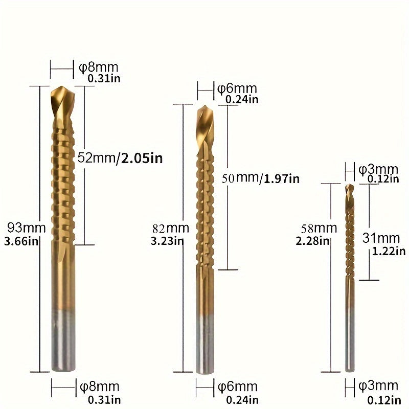 Titanium step drill bit set with 6 pieces in mixed sizes for versatile woodworking and metalwork, includes storage case.