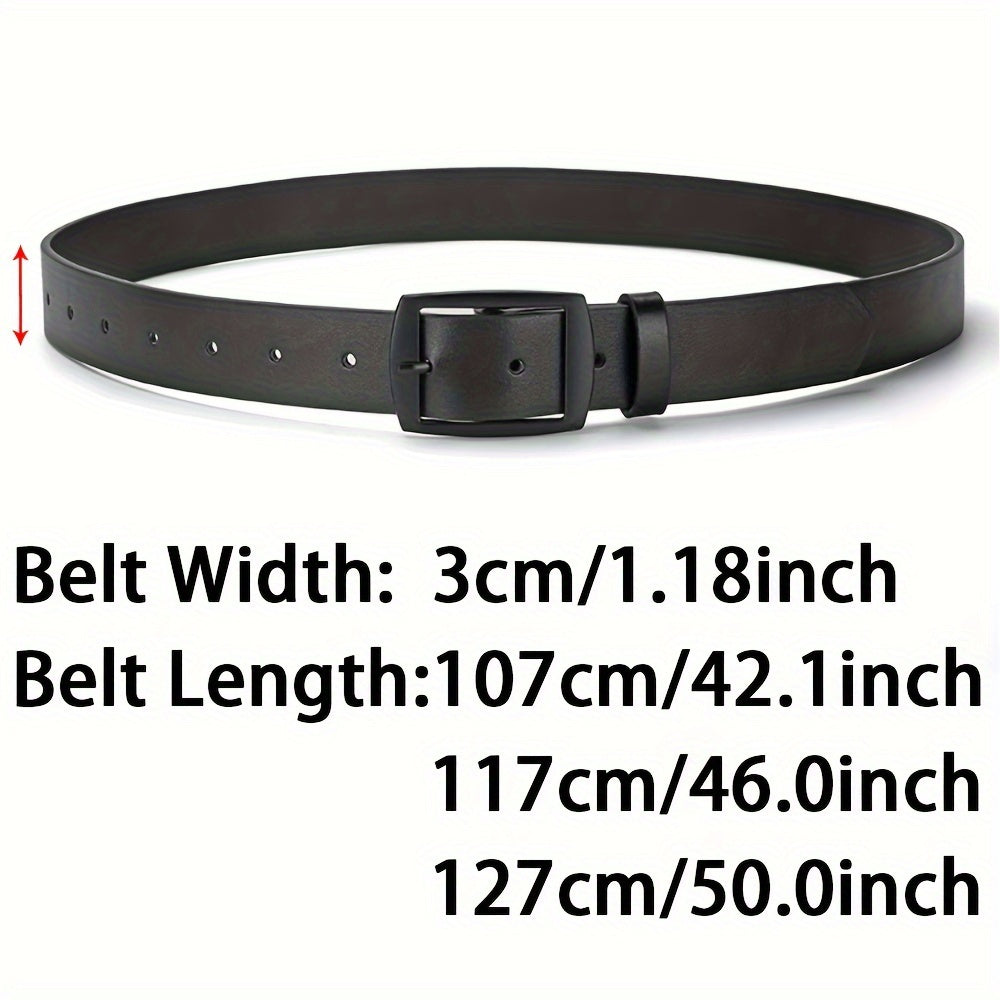 RUILAIBO Men's Casual Faux Leather Belt with Square Alloy Buckle - High-Quality Designer Waist Strap for Jeans, Not Washable.