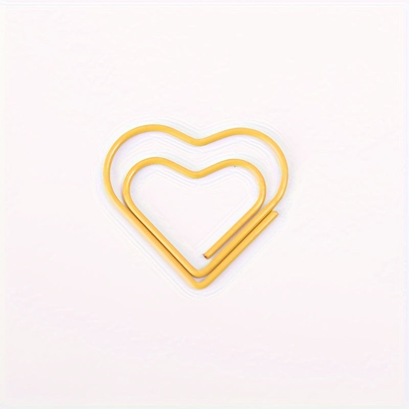 50 colorful heart-shaped paper clips for organizing documents and files.