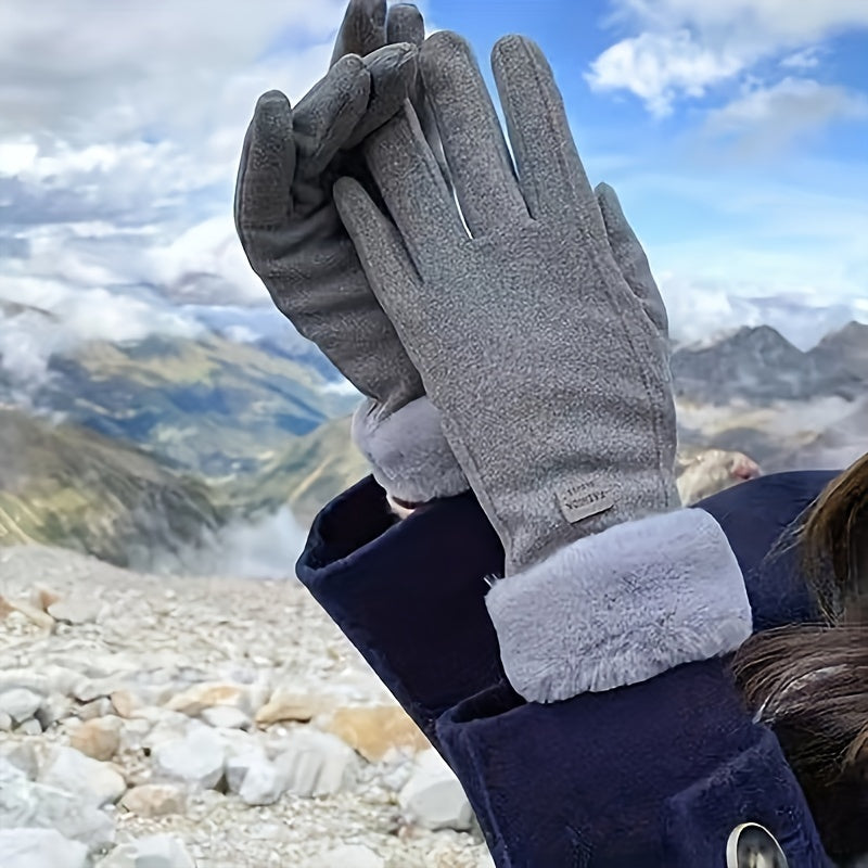 Fashionable women's gloves with thermal insulation, touchscreen capabilities, and elastic polyester material. These split finger gloves are perfect for outdoor activities like cycling and driving, providing warmth and protection against the wind. Hand