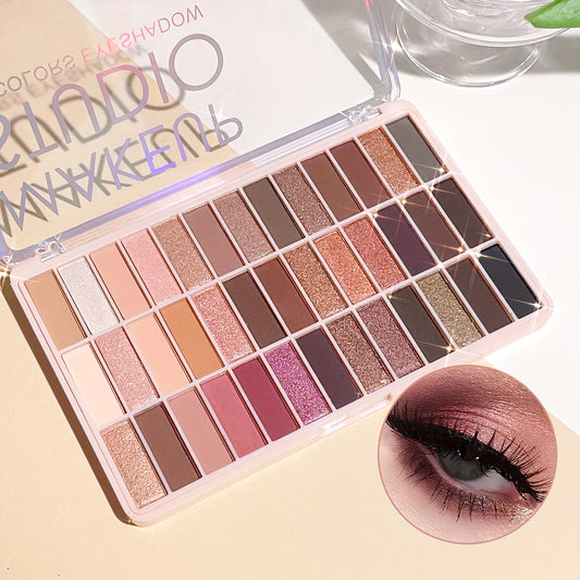 39-color Matte and Shimmering Eyeshadow Palette, Waterproof and Sweat-proof, Daily Versatile Palette.