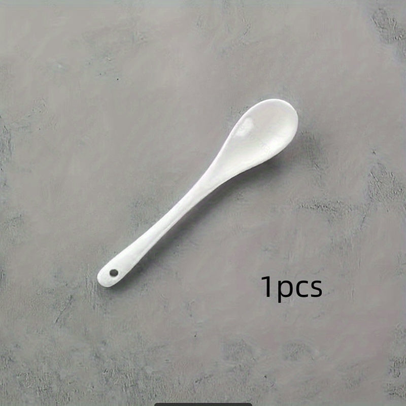 Elegant tableware for coffee, dessert, yogurt, and milk tea - a 5-inch white ceramic tea spoon.