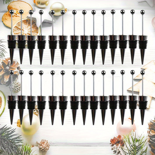 Set of 7/14/28 stainless steel wine stoppers for preserving red wine and champagne bottles. Essential bar accessories.