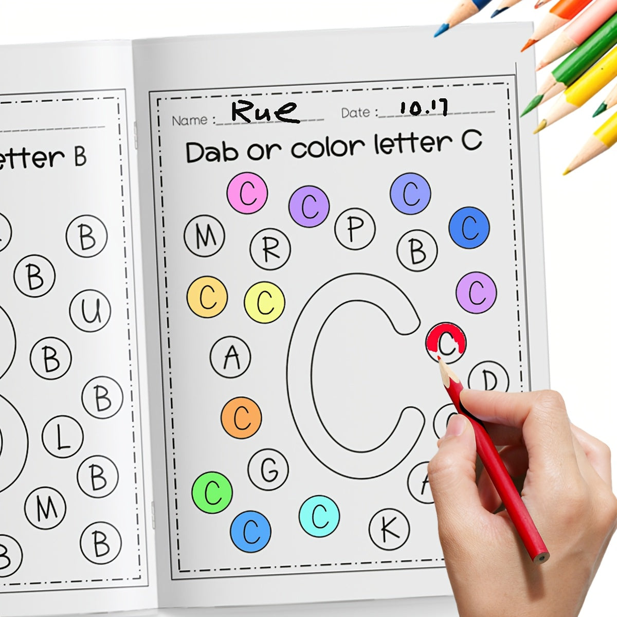 Explore the alphabet in our coloring adventure book.