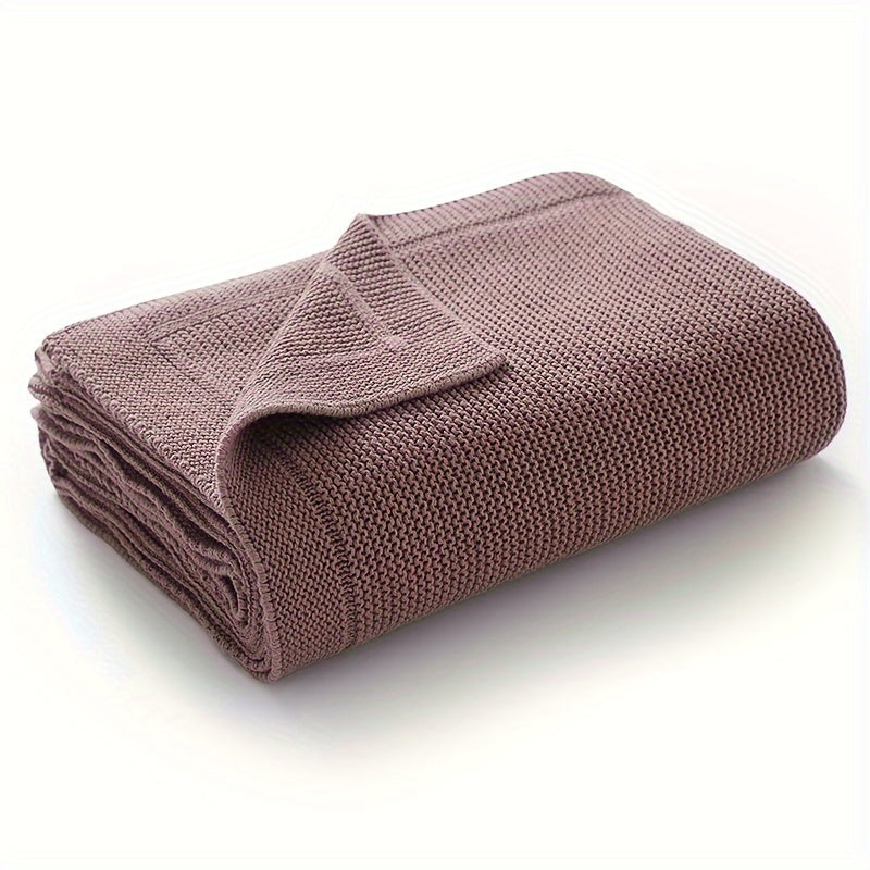 Versatile Knitted Baby Blanket in Solid Color, Ideal for Home, Travel, and Celebrations