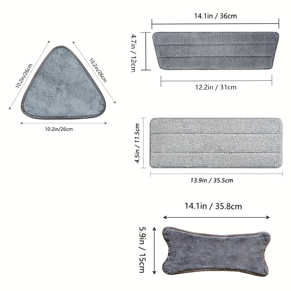 Набор из 5 микрофибровых тряпок для швабры - включает треугольные и прямоугольные сменные насадки с распылителем для влажной и сухой уборки, многоразовые