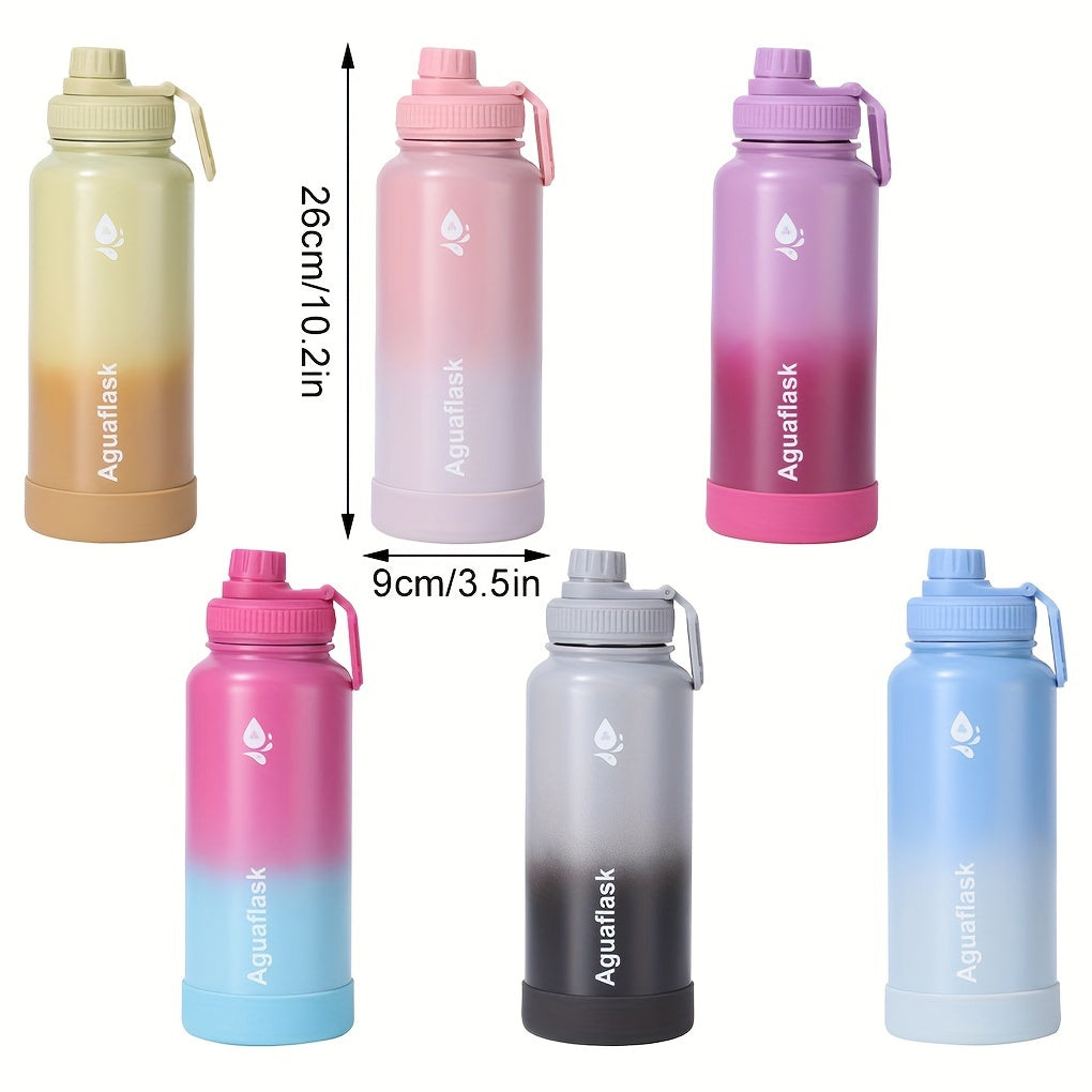 500ml stainless steel water bottle with lid, reusable, hand wash only, vacuum insulated, holiday theme, portable sports flask.