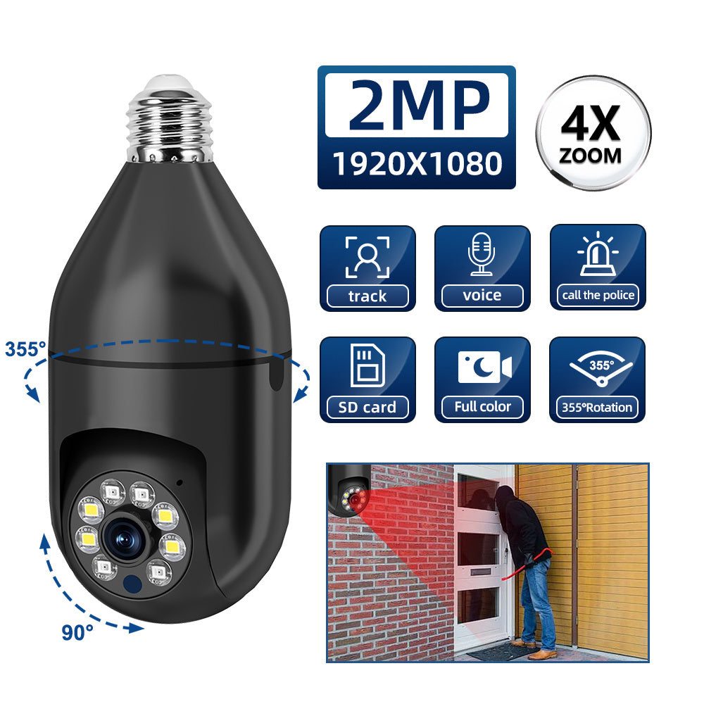 The WJG 1080P HD WiFi Security Camera offers crisp 2MP resolution at 1920x1080, with a wide 355° pan-tilt feature for flexible surveillance. It operates on 2.4G WiFi for reliable home monitoring, even in low light thanks to night vision capabilities.