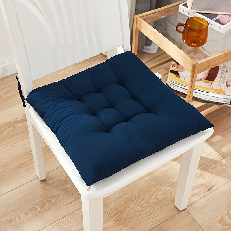 Thickened Solid Color Brushed Chair Cushion - Washable polyester seat pad for dining, office, and tatami chairs