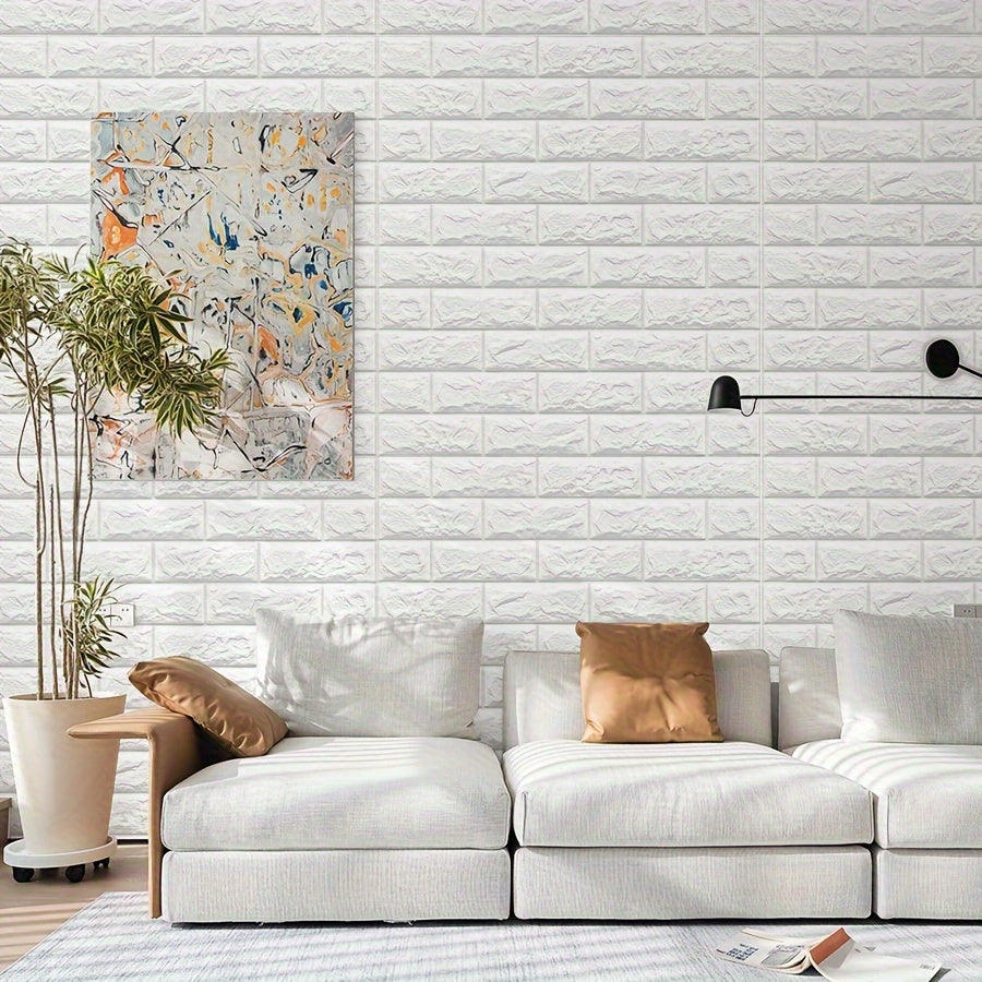 Self-adhesive 3D brick foam wall stickers, waterproof and moisture-proof. Easy to clean and cut, ideal for living rooms, kitchens, bedrooms, dorms, and offices. Stylish room accent for easy