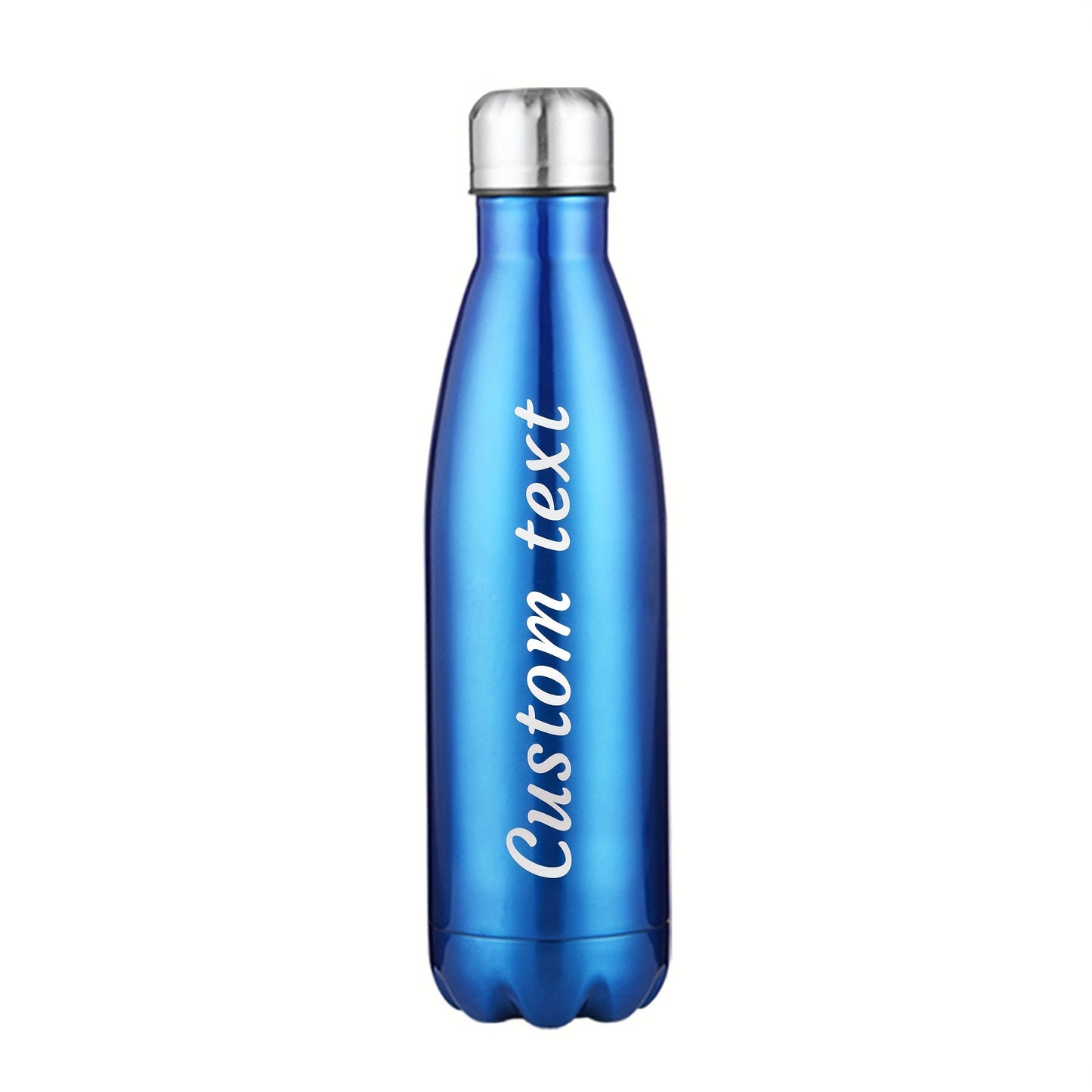 Custom engraved stainless steel water bottle, leak proof, BPA-free, ideal for sports and daily use. Hand wash only.