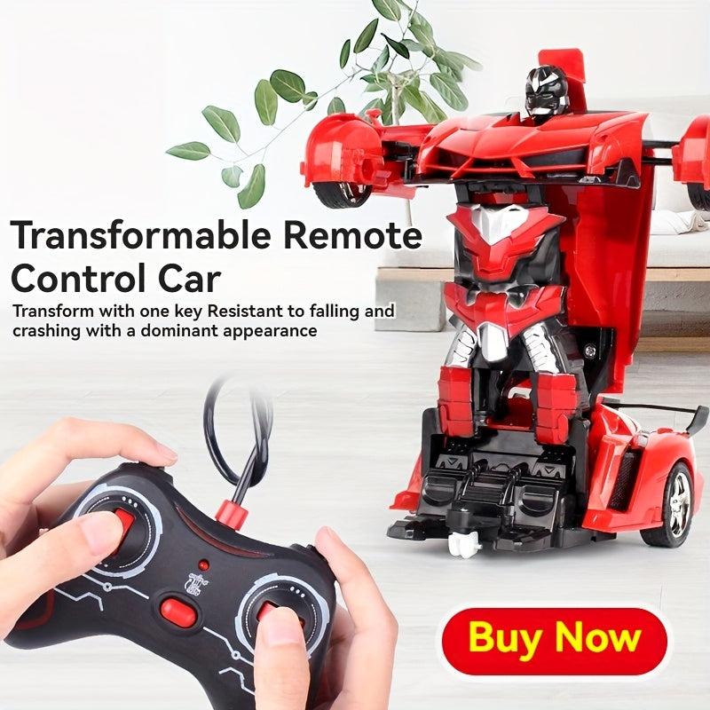 Kids Transforming RC Car Toy, ABS Plastic, One-Click Robot Drift Race Vehicle, Remote Controlled Sports Car, Police Car, Gift for Boys for Winter