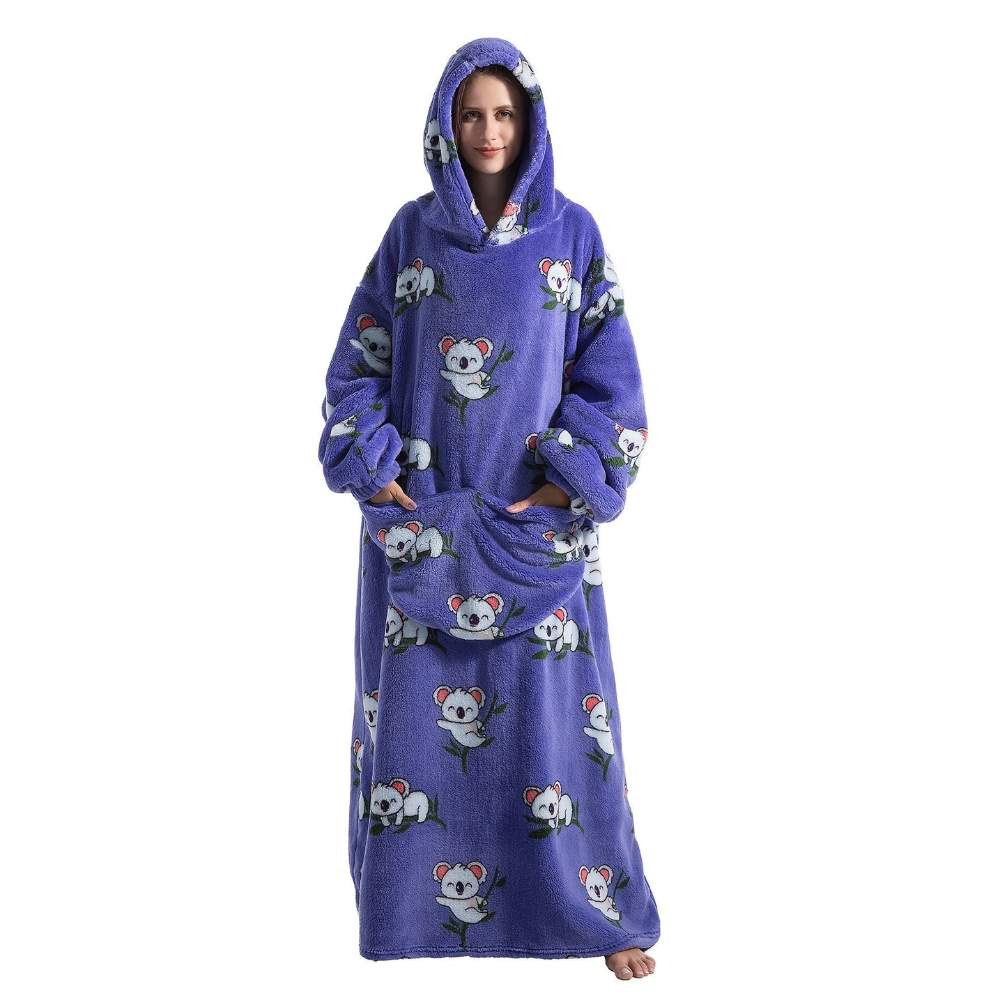 Stay warm and cozy with our 1pc Extra Long Oversized Blanket Hoodie, featuring sleeves and pockets for ultimate comfort. Made of super warm and soft fleece, this giant blanket hoodie is perfect for both women and men.