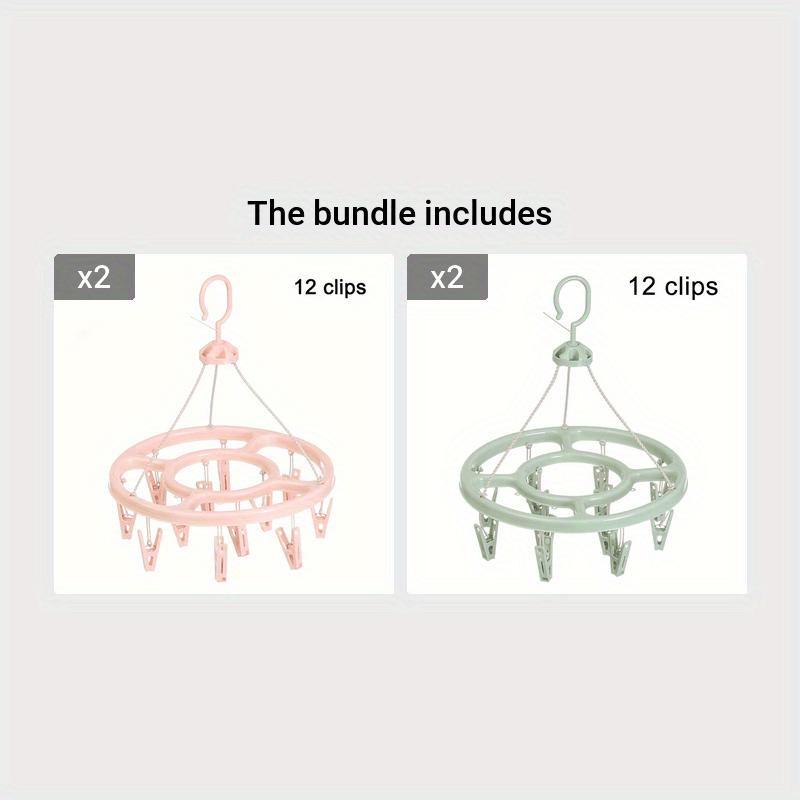 Get the 1pc12 Clip Round Drying Rack made of plastic. It can rotate 360 degrees, making it windproof. Hang your socks easily with this multifunctional rack that can also be used for infant and toddler clothes storage. The hook can also be used for