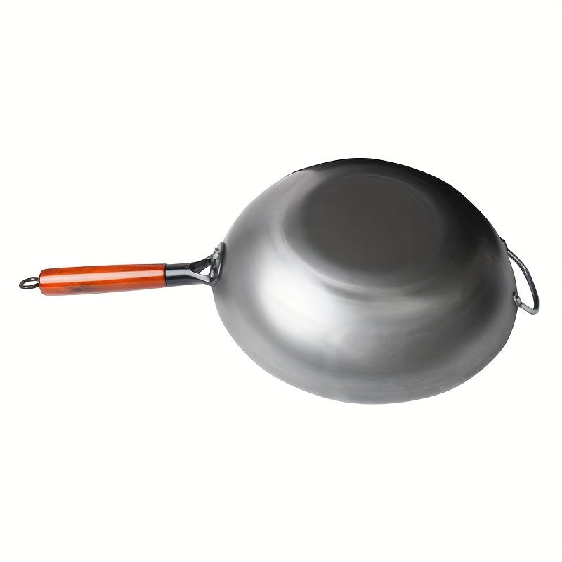 Premium Cast Iron Wok, 32.0cm - Rust-Proof, Uncoated, Non-Stick Cookware Suitable for All Stovetops - Ideal for Home, Restaurant, and Outdoor Cooking