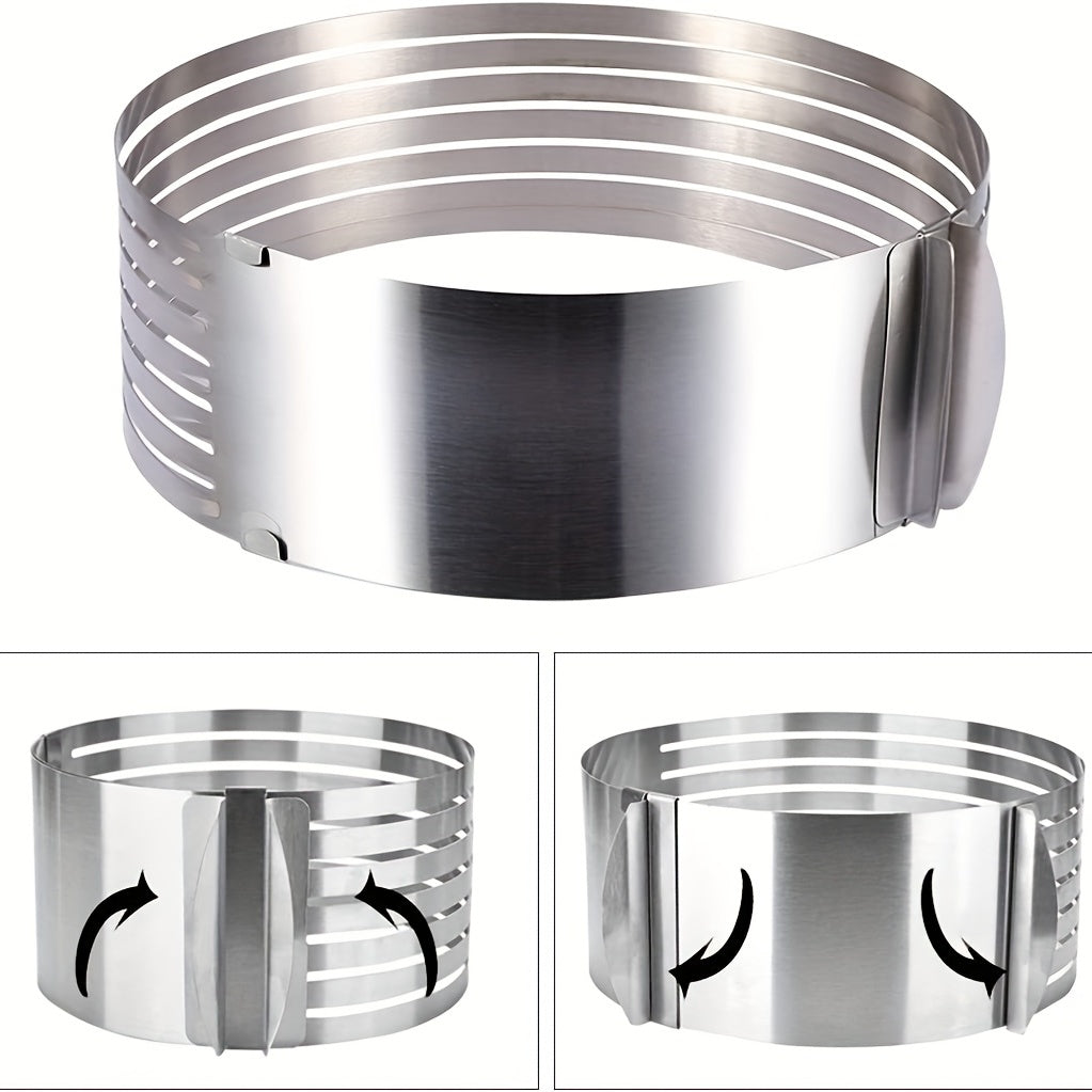 Cake Slicing Tool - Adjustable Stainless Steel Cake Cutter Ring with 7 Levels for Perfect Slices - Two Size Options Available: 15.24-20.32cm or 22.86-30.48cm