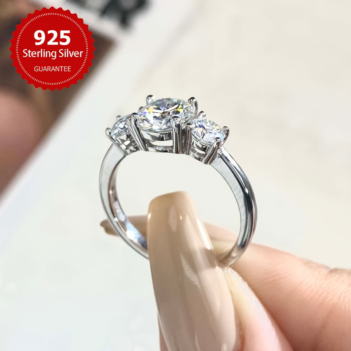 Stunning 1.6CT Mozambique Engagement Ring Set With 3 Diamond Bands, Wedding Ring, 925 Sterling Silver Promise Ring, Eternal Ring, Anniversary Ring, Valentine's Day Gift. This noble and luxurious ladies' bridal jewelry features a Mozambique Stone weighing