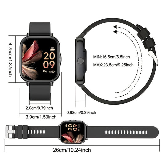 Unisex smart watch with multiple sports modes, compatible with iPhone and Android, ideal for gift giving.