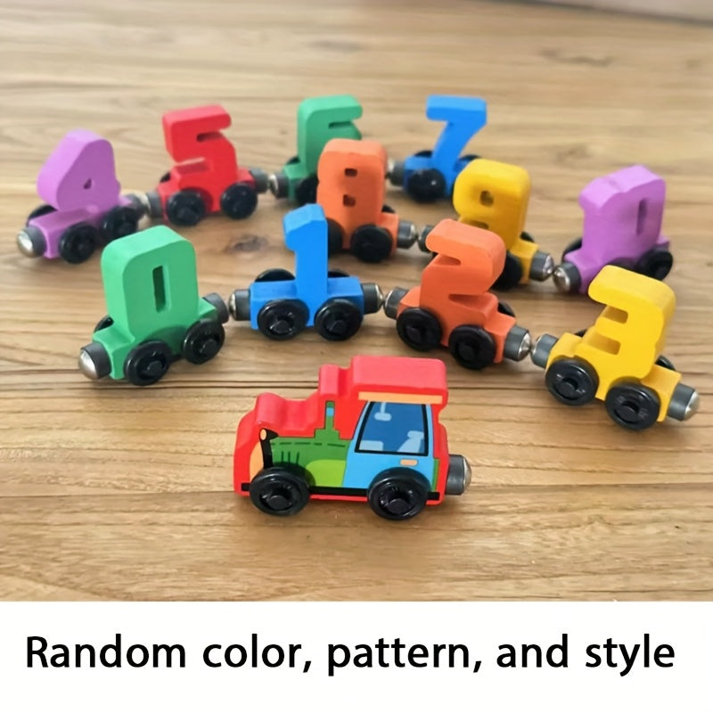 Wooden magnetic train car puzzle toys for interactive play, learning, and family bonding. Great for parties and gift giving.