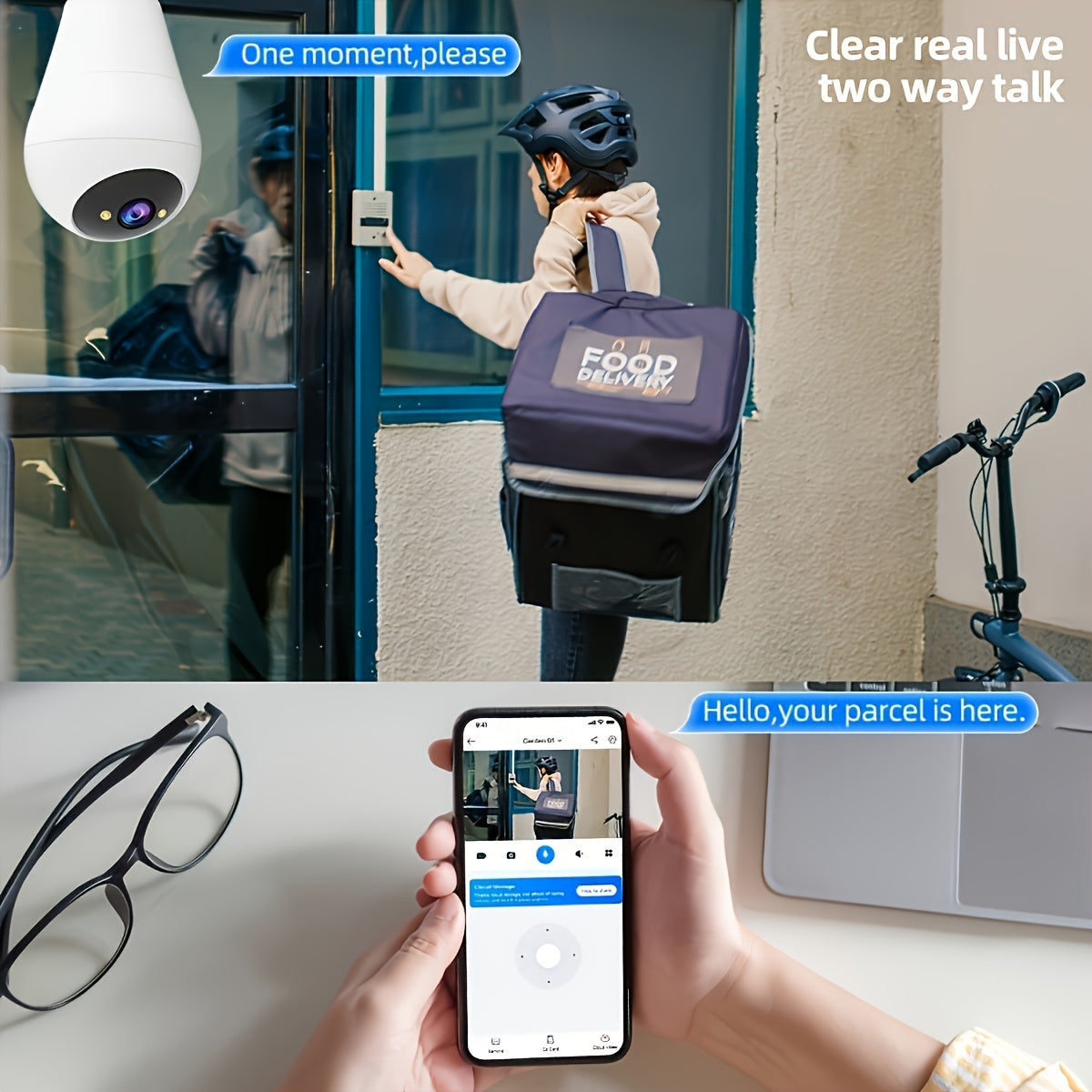 Introducing the JOOAN Smart HD WiFi Camera featuring Built-in Light - 3MP E27 Bulb, Day & Night Full Color, Audio Alarm for Nursery/Street/Garage, Home, Perfect for Any Situation