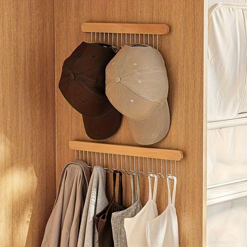 High-quality Wooden Pull-Out Hanger for Wall Mounting with a Sleek, Polished Finish - Ideal for Organizing Underwear and Kitchen Items