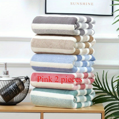 73.0cm x 32.99cm Striped Towel Set: Quick-drying, absorbent, and skin-friendly bath towels. Perfect for home bathrooms and ideal as Valentine's Day gifts.