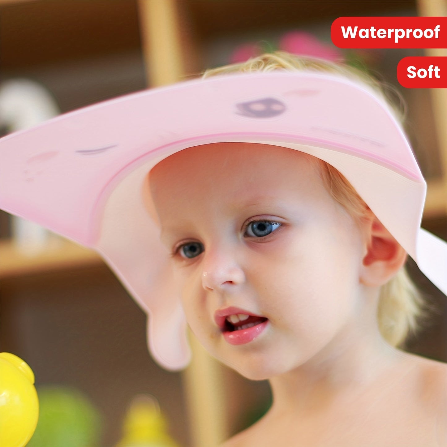 Adjustable Children's Shampoo Cap with Waterproof Eye and Ear Protection - Soft Rubber Shower Cap for Kids Aged 0-12 Years