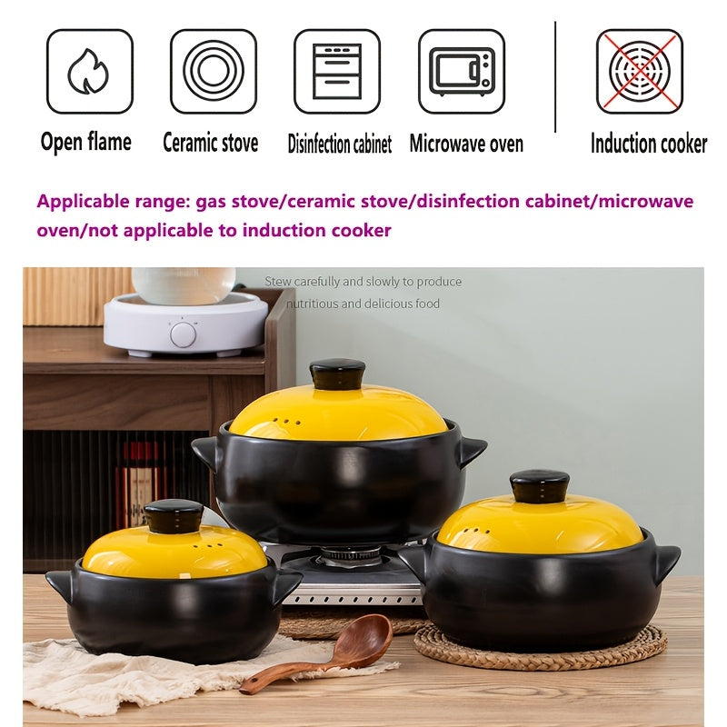 XIN TIAN LI Traditional Ceramic Casserole Pot is a durable cookware option, crafted for both home and restaurant use. This 1pc pot is high-temperature resistant and comes with a lid for convenient cooking. It is non-stick, easy to clean, and suitable for