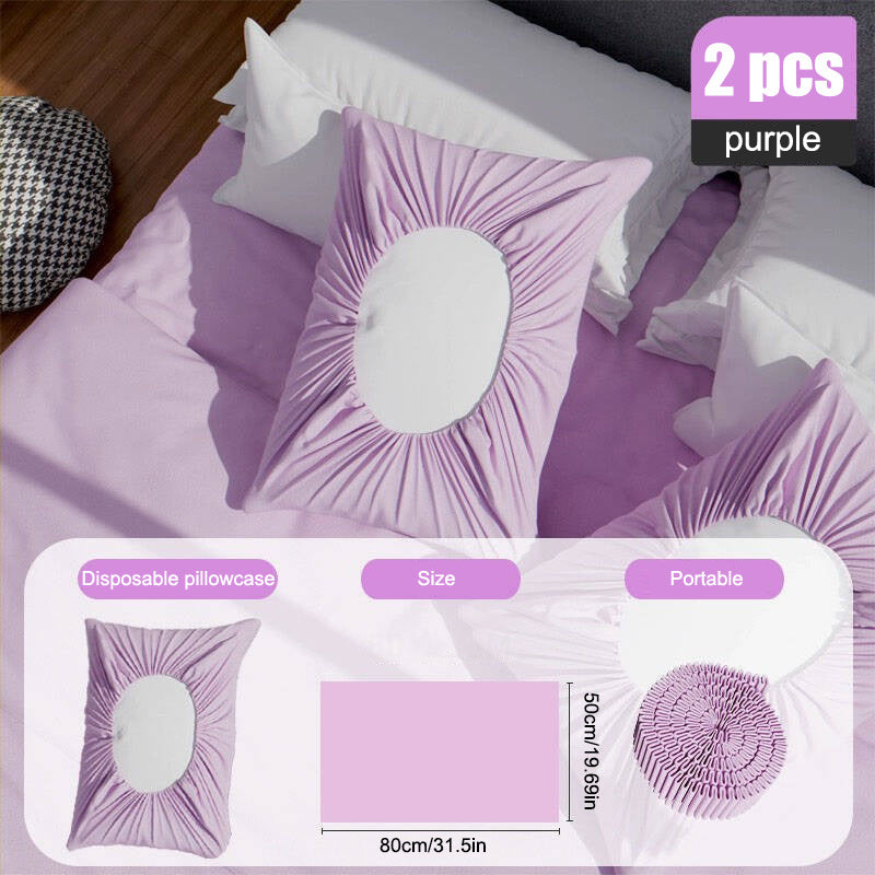 Light Purple Portable Disposable Pillowcases Set of 2 - Non-Woven Material, Breathable and Gentle on the Skin, Dimensions of 80.01cm x 49.78cm - Perfect for Traveling and Hotel Accommodations.