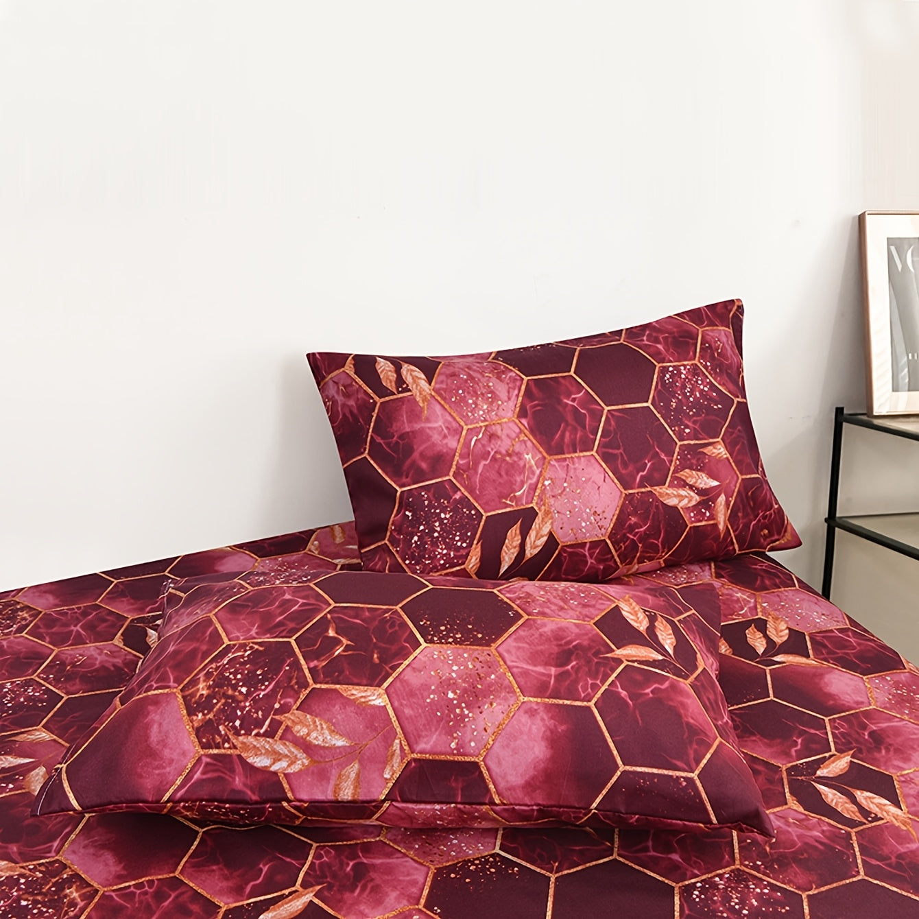 Two Premium Geometric Pattern Pillowcases featuring Soft, Breathable Polyester Material, Stain-Resistant Properties, and Envelope Closure Design. Perfect for Bedroom and Sofa Home Decor. Easy to Clean in the Washing Machine. Inserts Not Included.