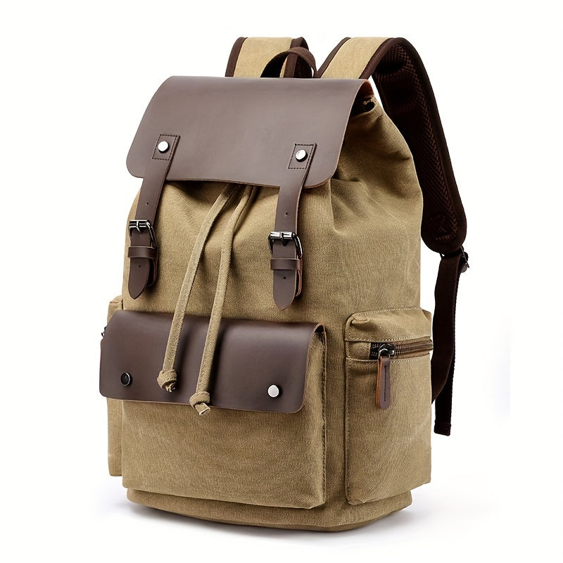 Trendy retro canvas backpack for students, travel, and business trips.