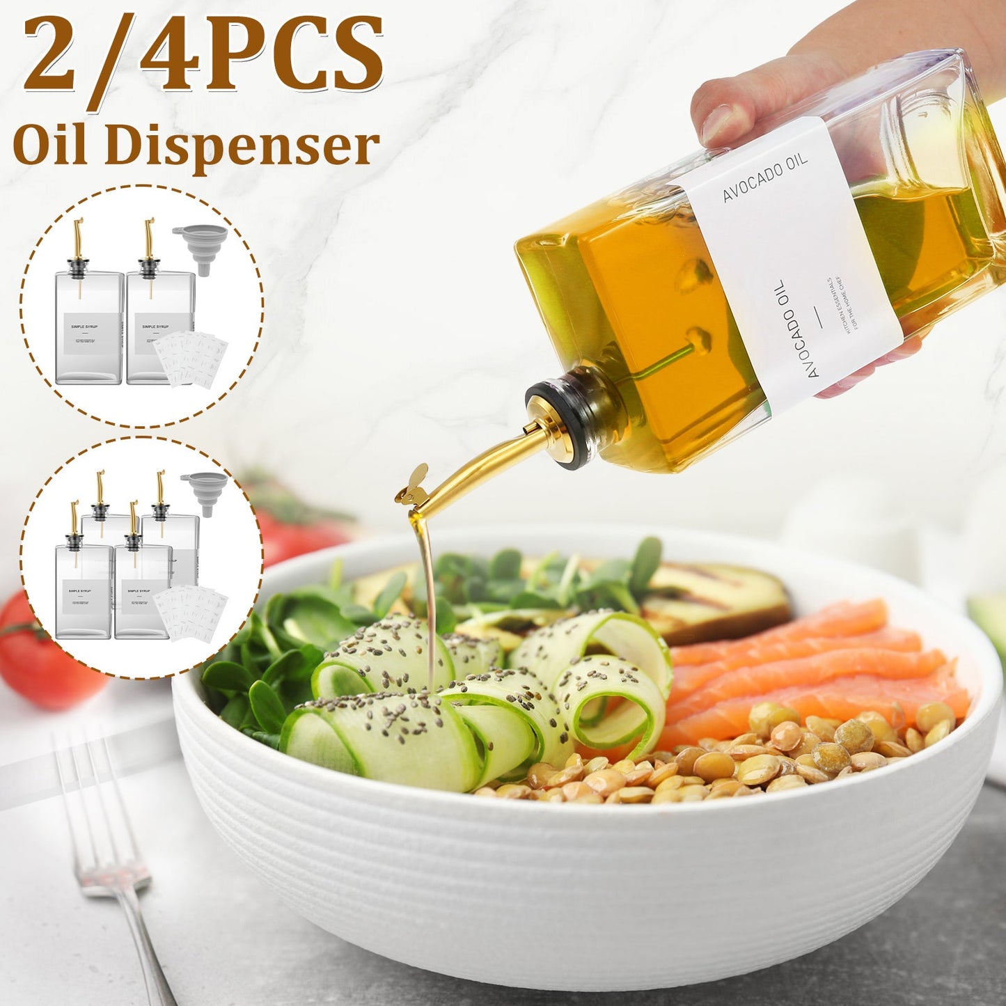 Rectangular 500ml glass bottle designed for holding olive oil. This large capacity dispenser is transparent and well-sealed, making it convenient for storage and ideal for storing various liquids such as soya sauce, vinegar, clear olive oil, and cooking