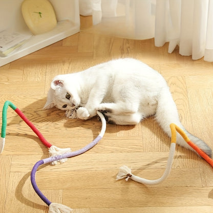 1 piece of durable cat bite rope toy for indoor cats, designed for teeth grinding and oral cleaning.