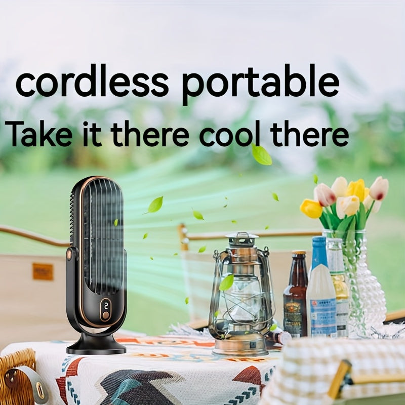 Wireless USB Desktop Fan with 5 Speeds, 360-Degree Oscillation, Energy-Efficient and Quiet, Includes 1200mAh Battery, Ideal for Indoor and Outdoor Use, Travel, and Dormitories.