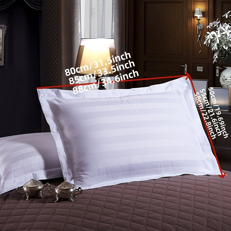 Soft, comfortable, and luxurious white striped cotton pillowcase, perfect for the master bedroom or guest room. Made from 100% cotton with a 40 thread count, featuring an elegant envelope closure design. Easy to care for as it is machine washable.