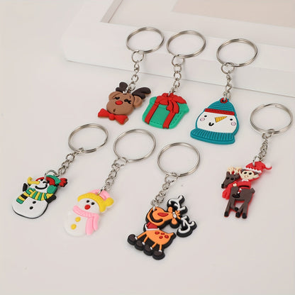 Christmas Cartoon Keychain Set includes 20 pieces - Adorable Anime and Holiday Charms for Bags, Backpacks, and Car Keys - Ideal Present for Women and Girls.