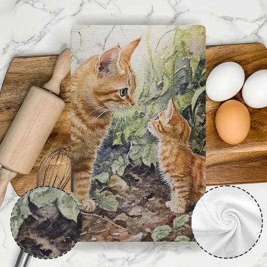 Get your hands on a set of 2 ultra soft kitchen towels featuring a charming "Curious Sniff of a Kitten" design. These highly absorbent and machine washable dish hand towels come in a contemporary style and measure 40.64x60.96 cm. Perfect for home decor