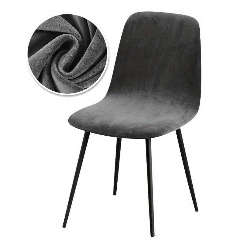 Arc-shaped short back chair slipcover made of velvet fabric, suitable for bar chairs in dining rooms and home offices.