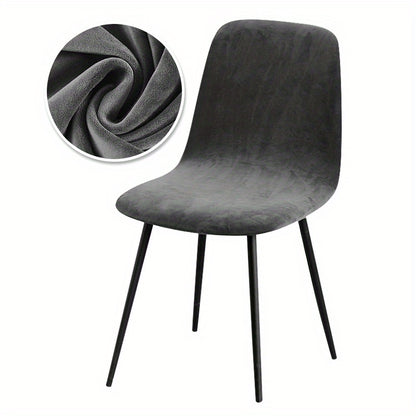 Arc-shaped short back chair slipcover made of velvet fabric, suitable for bar chairs in dining rooms and home offices.