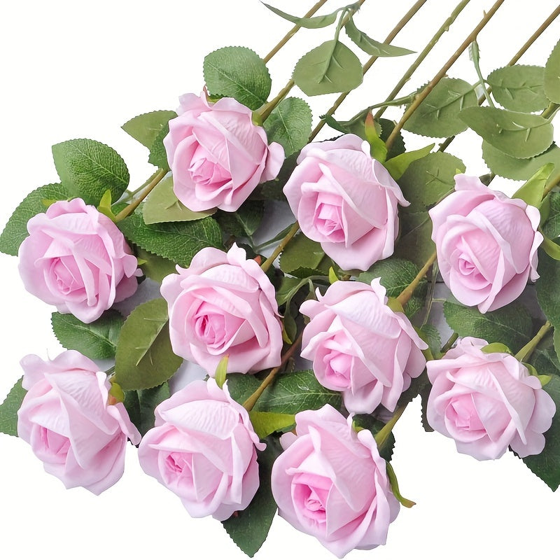 10 fake roses with stems for home, wedding, or office décor. Ideal for Valentine's Day, proposals, weddings, and aesthetic décor.