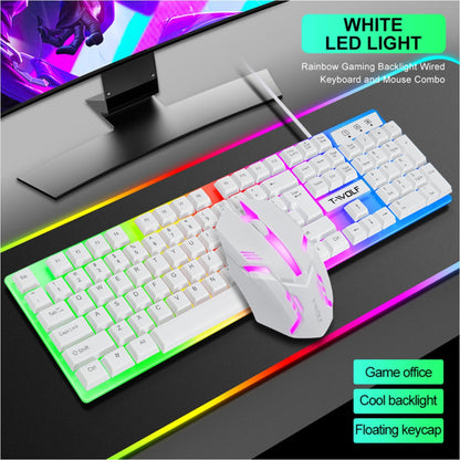 T-WOLF TF230 illuminated keyboard and mouse set for gaming and office use