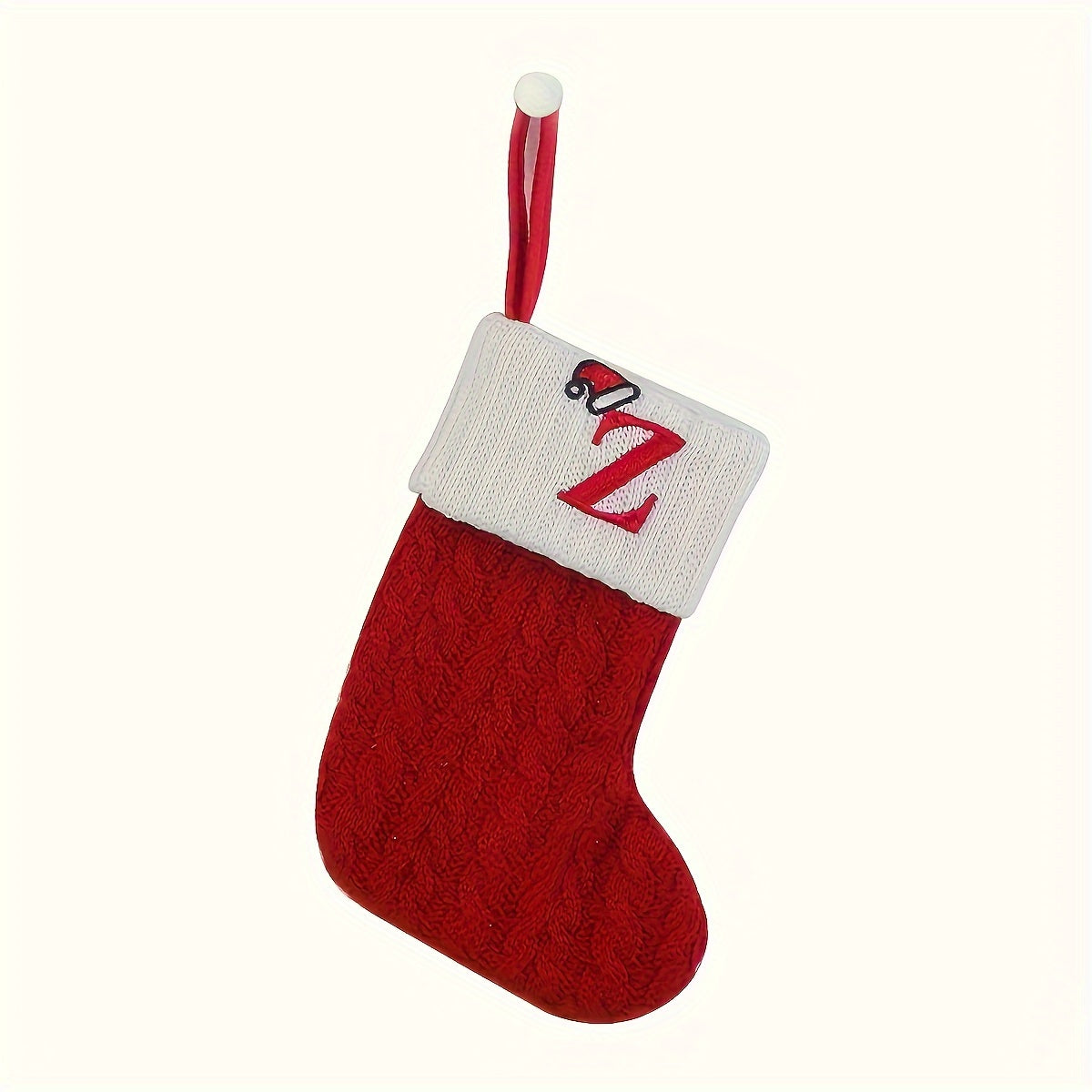 Knitted polyester stockings with personalized initials for festive parties, no electricity required.