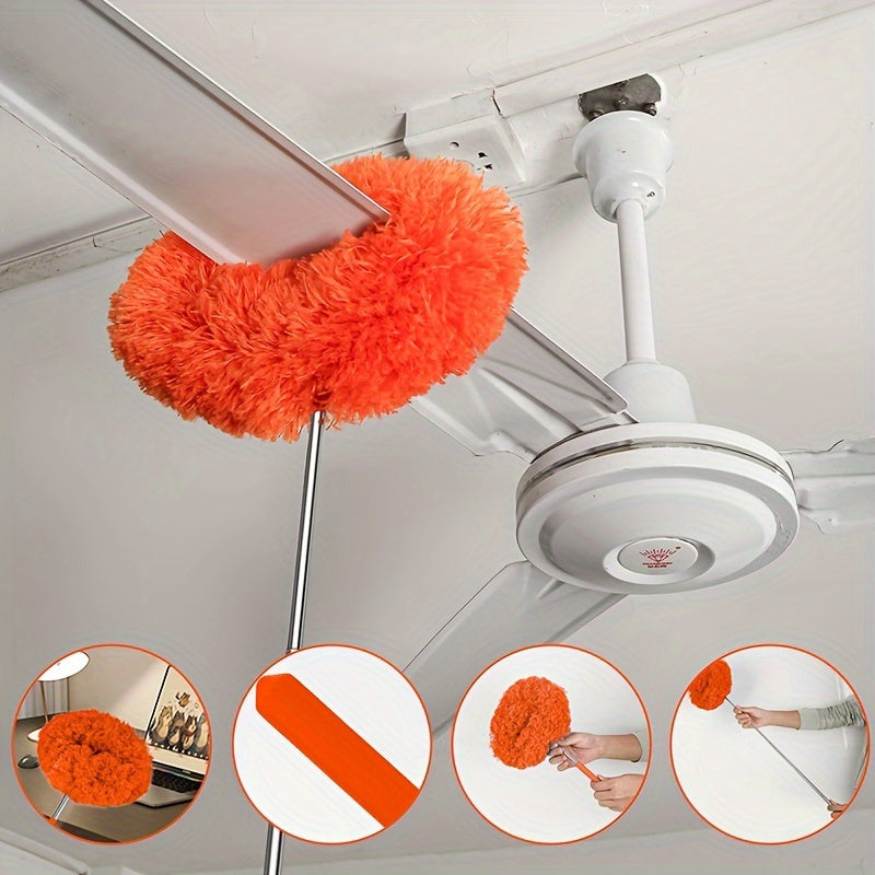 Extendable Metal Handle Feather Duster, Versatile Dusting Brush for Ceiling Fans, Walls, Cars, Living Rooms, Bedrooms, and Patios - No Batteries Needed!