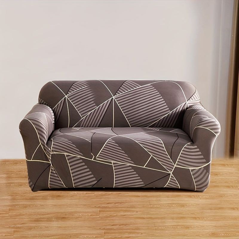 Four Seasons Printed Sofa Cover with Elastic Slipcover for Couch Protection from Cats, Ideal for Living Room or Office.