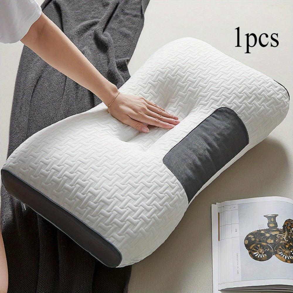 Ergonomic Neck Pillow Set, includes 1 Pillow or 2 Pillows, Medium Firmness with Polyester Fiber filling for Deep Sleep Support. Ideal for Side and Back Sleepers, provides Home Massage Comfort. Durable All-Season Pillow suitable for Living Room and